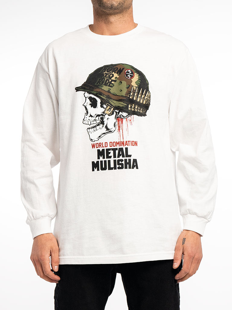 Men's Knit L/S T-Shirt - Full Metal-White-Small