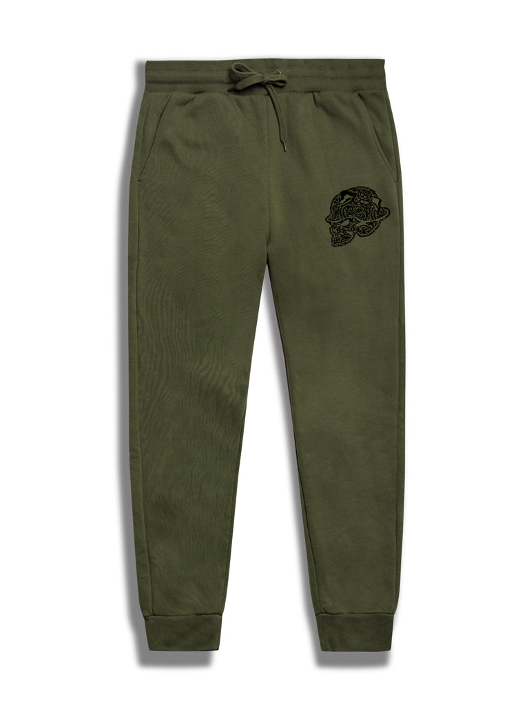 Women's Knit Sweatpants - Frills-Military Green