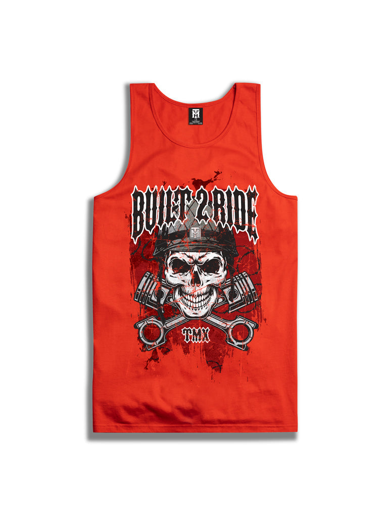 Men's Knit Tanktop - Built 2 Ride-Red-3X-Large