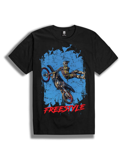 Men's Knit S/S Tee - Freestyle7-Black-3X-Large